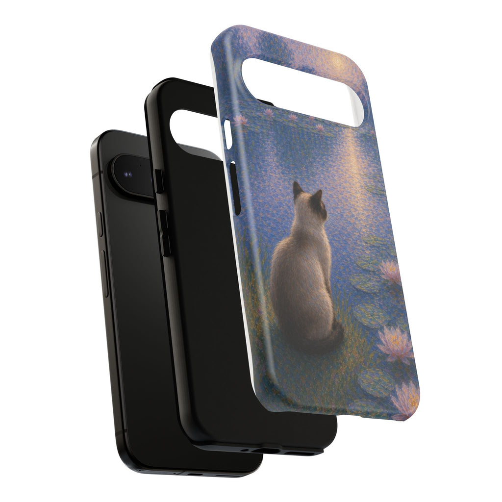 Cat Moonlight Phone Case — Serene Siamese by Lily Pond