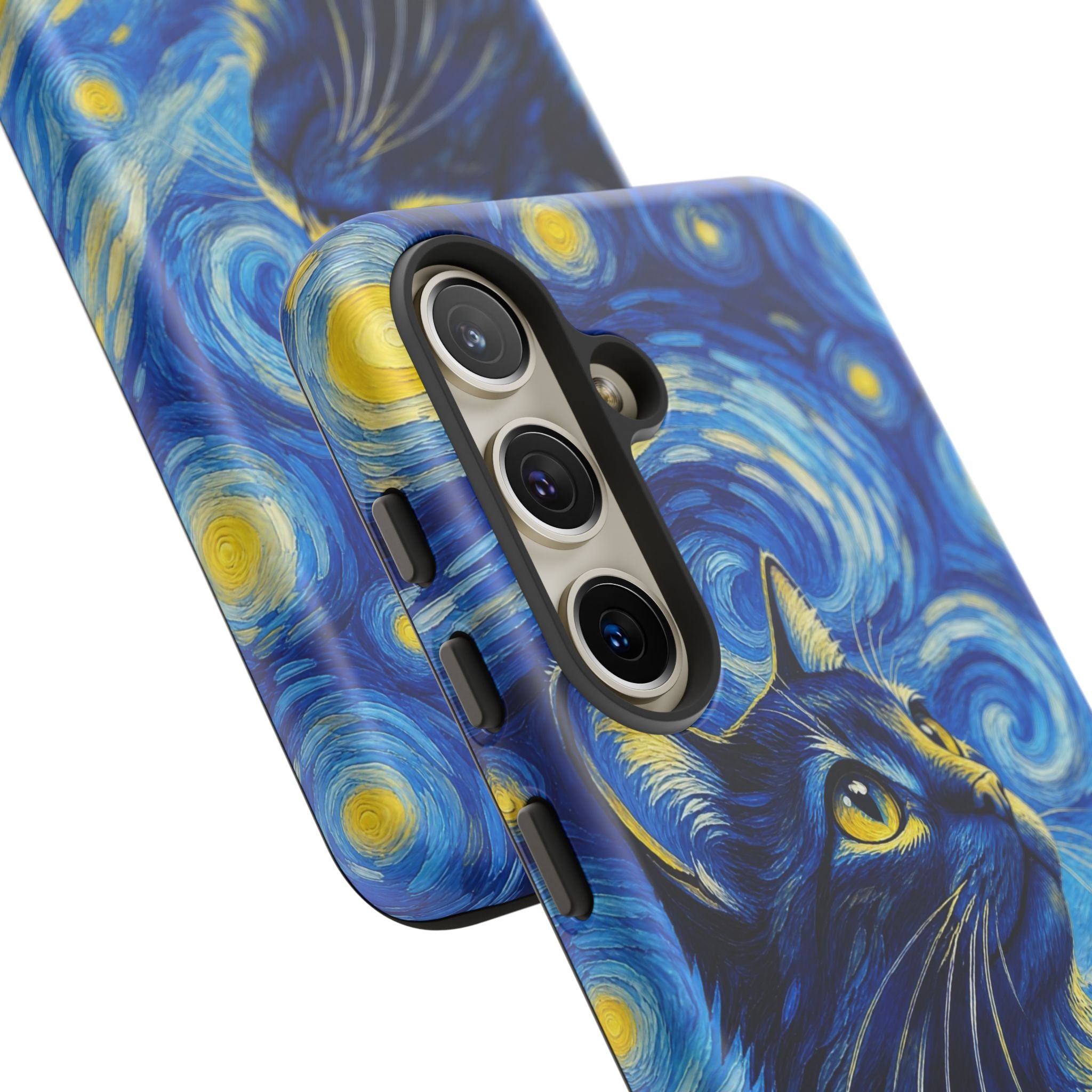 Starry Night Cat Phone Case — Van GoghStyle Blue Galaxy iPhone Cover