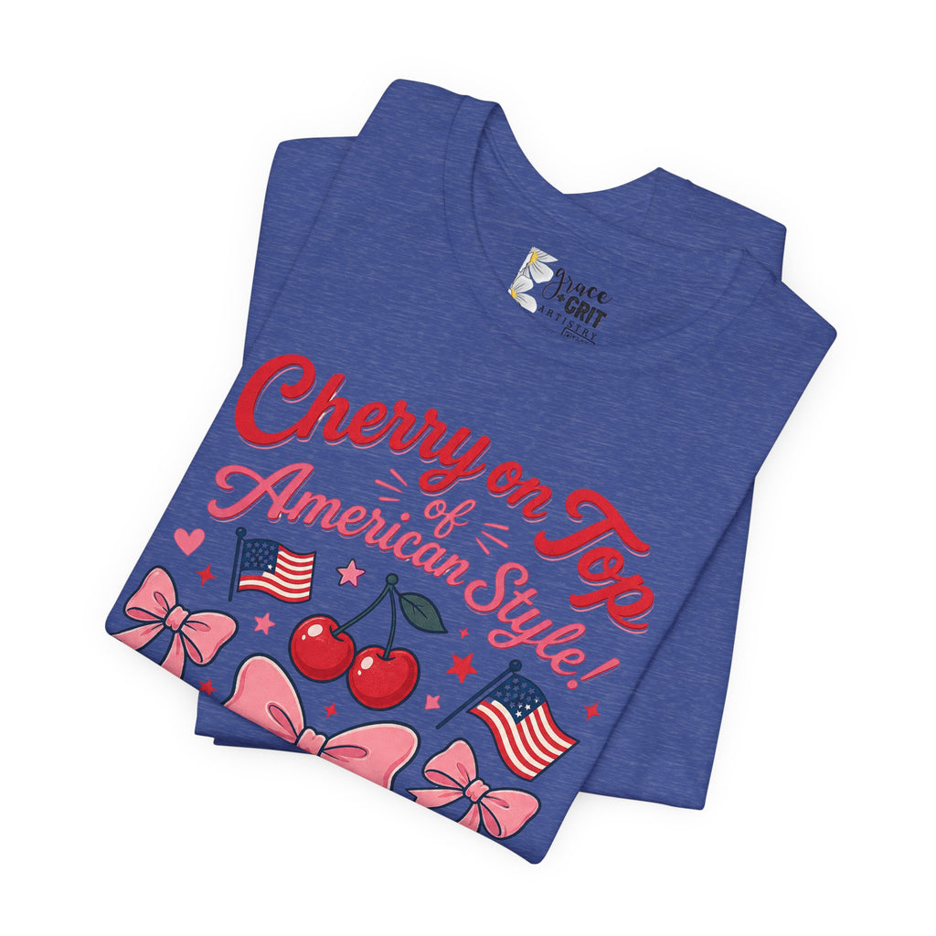 Cherry on Top American Style Tee — Patriotic Cherry Graphic Shirt