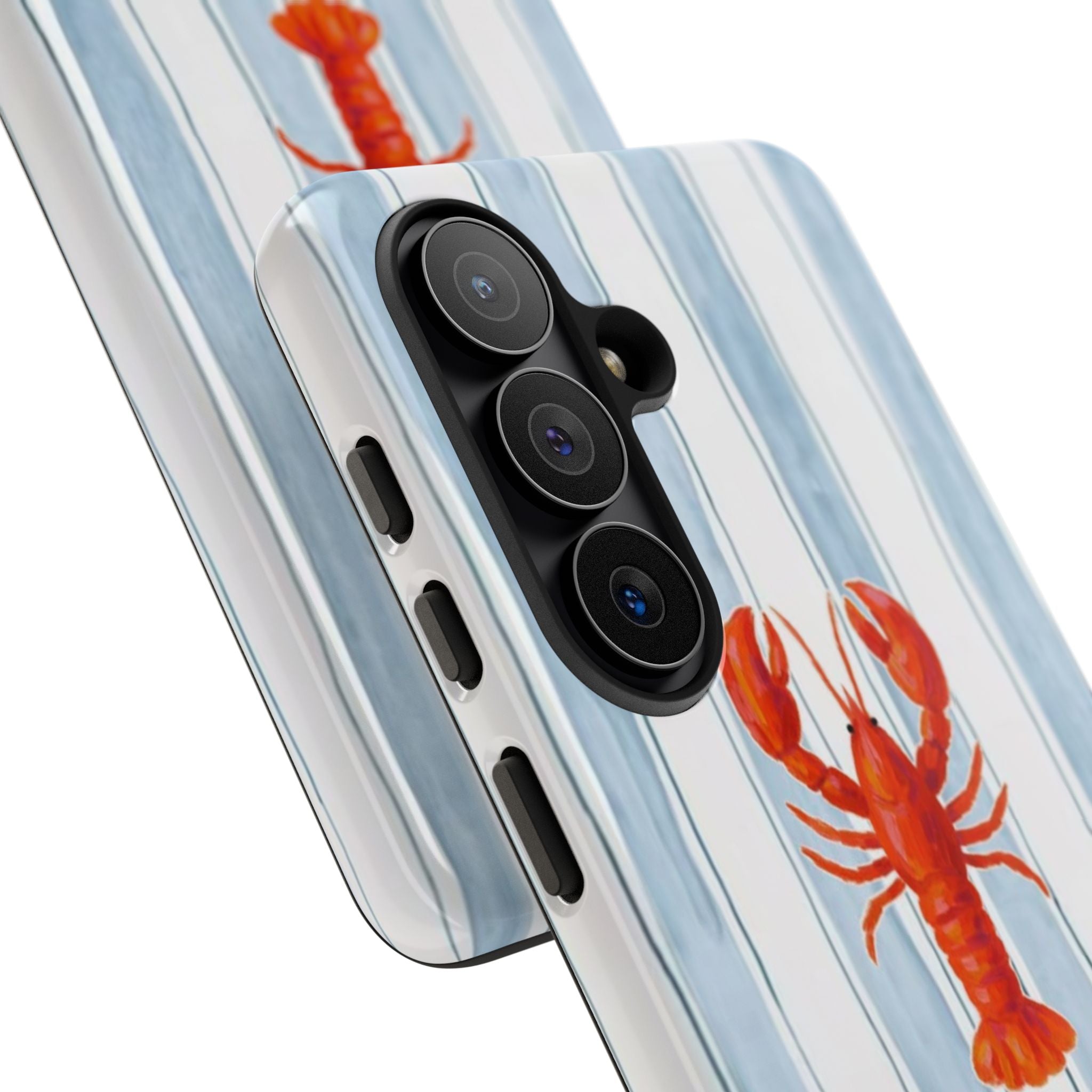 Lobster Stripe Phone Case — Nautical Blue & White Protective Cover