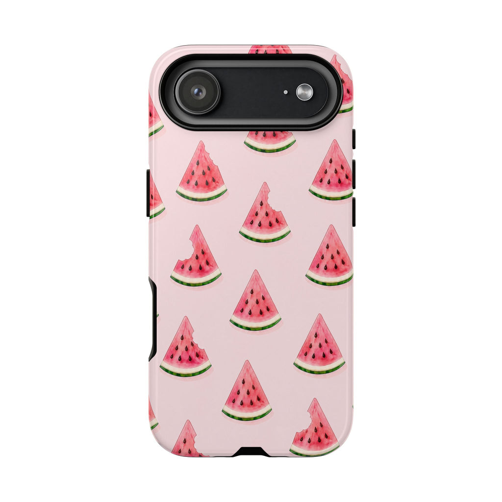 Watermelon Pattern Tough Phone Case — Pink Fruit Slice Protective Case