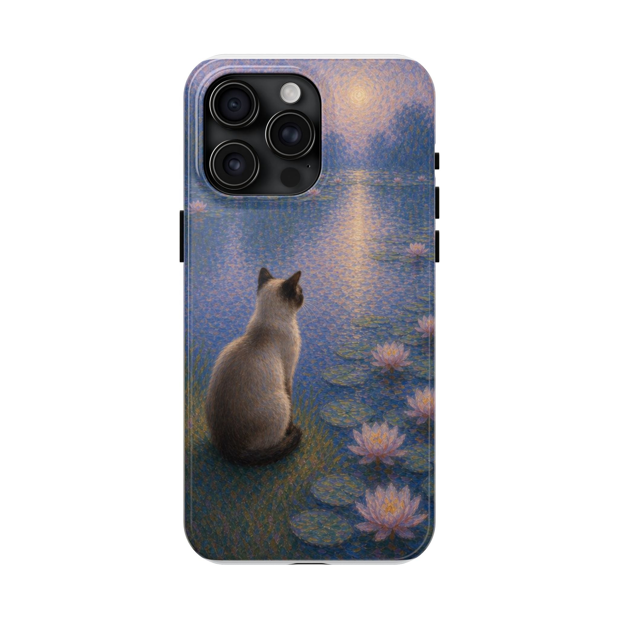 Siamese Cat by Moonlight Tough Phone Case – Waterlily Dream Protective Cover