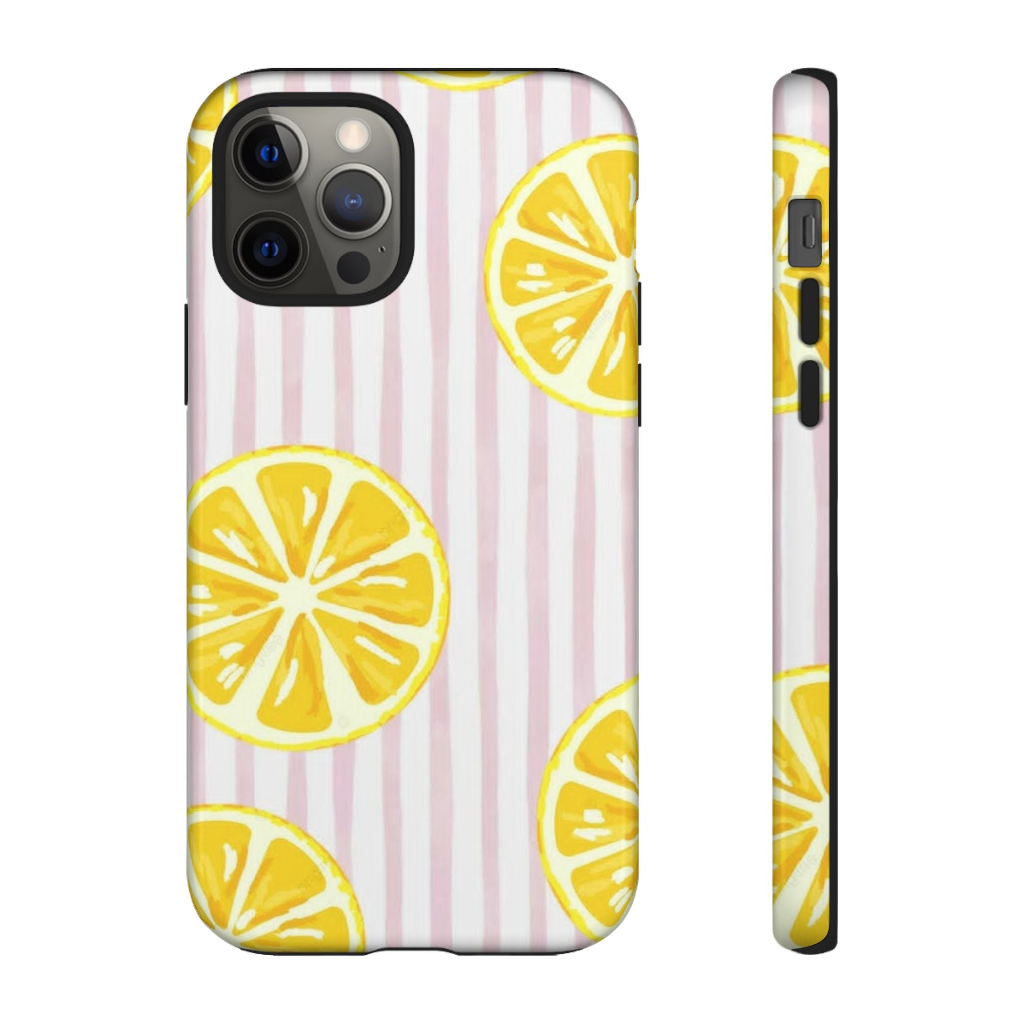 Lemon Slices Tough Case — Cute Pink Stripe Phone Cover