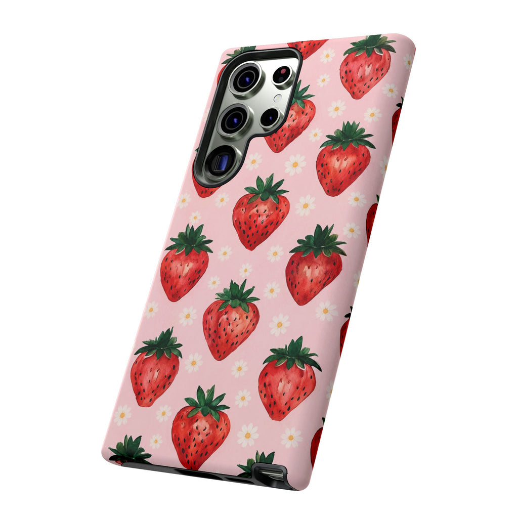 Strawberry Pattern Tough Case — Cute Pink Fruit Phone Case