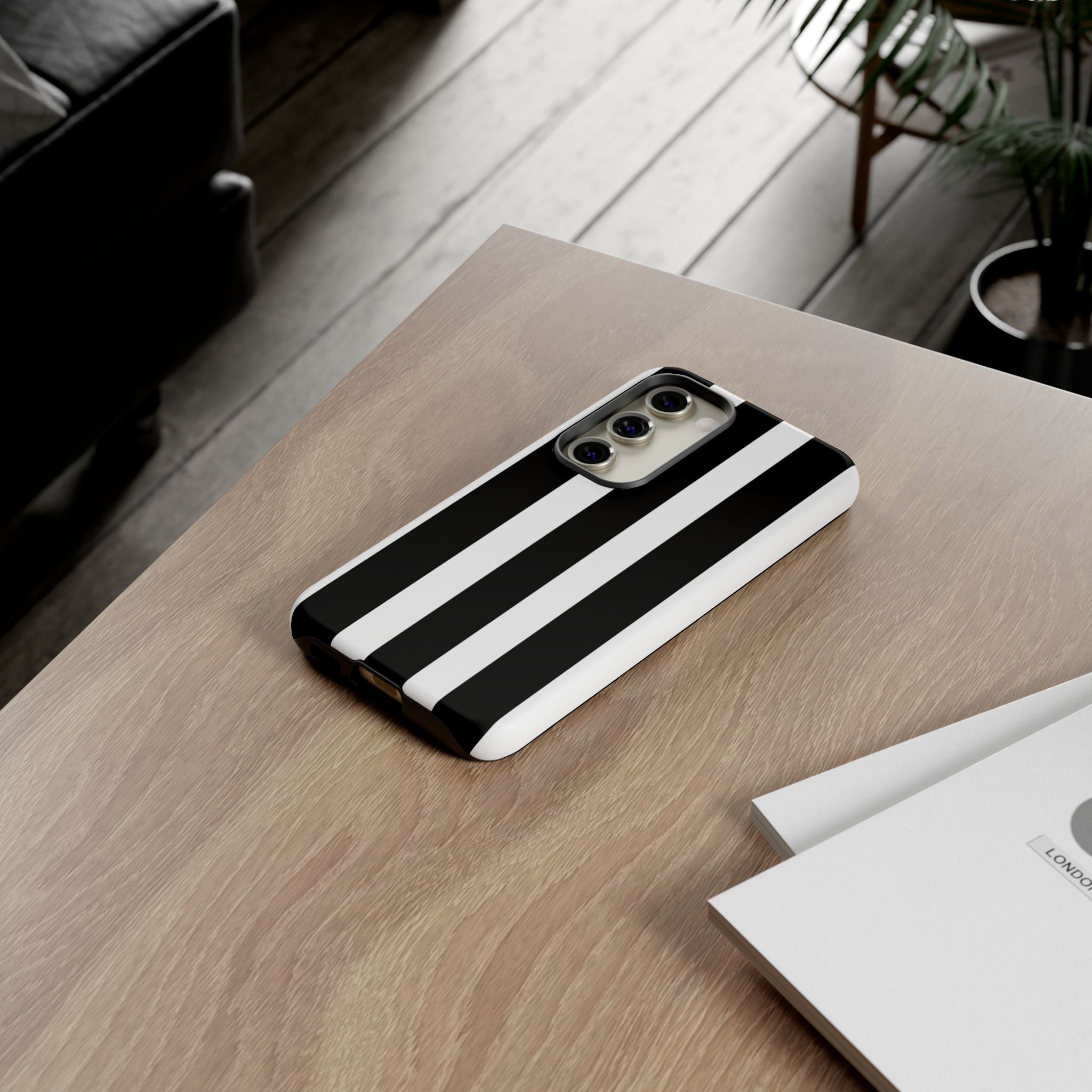Black & White Vertical Stripe Phone Case — Tough Protective iPhone Cover