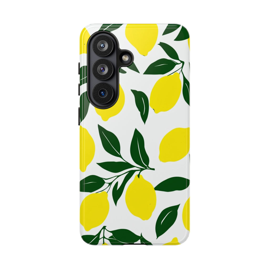 Lemon Pattern Tough Phone Case — Bright Citrus Protective Cover