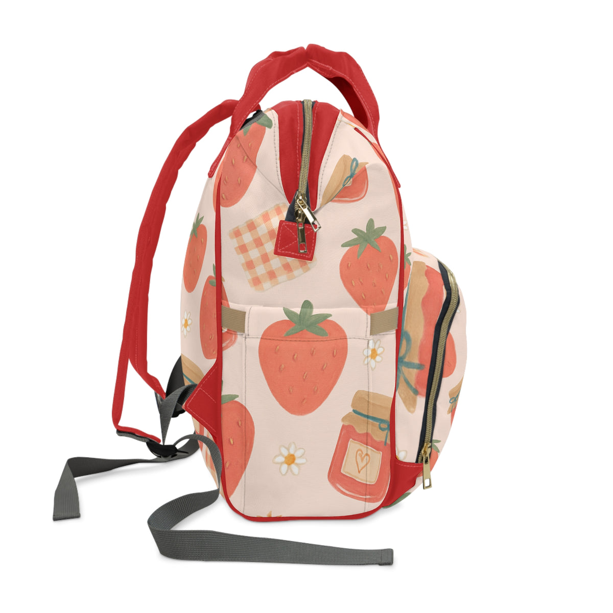 Strawberry Picnic Multifunctional Diaper Backpack