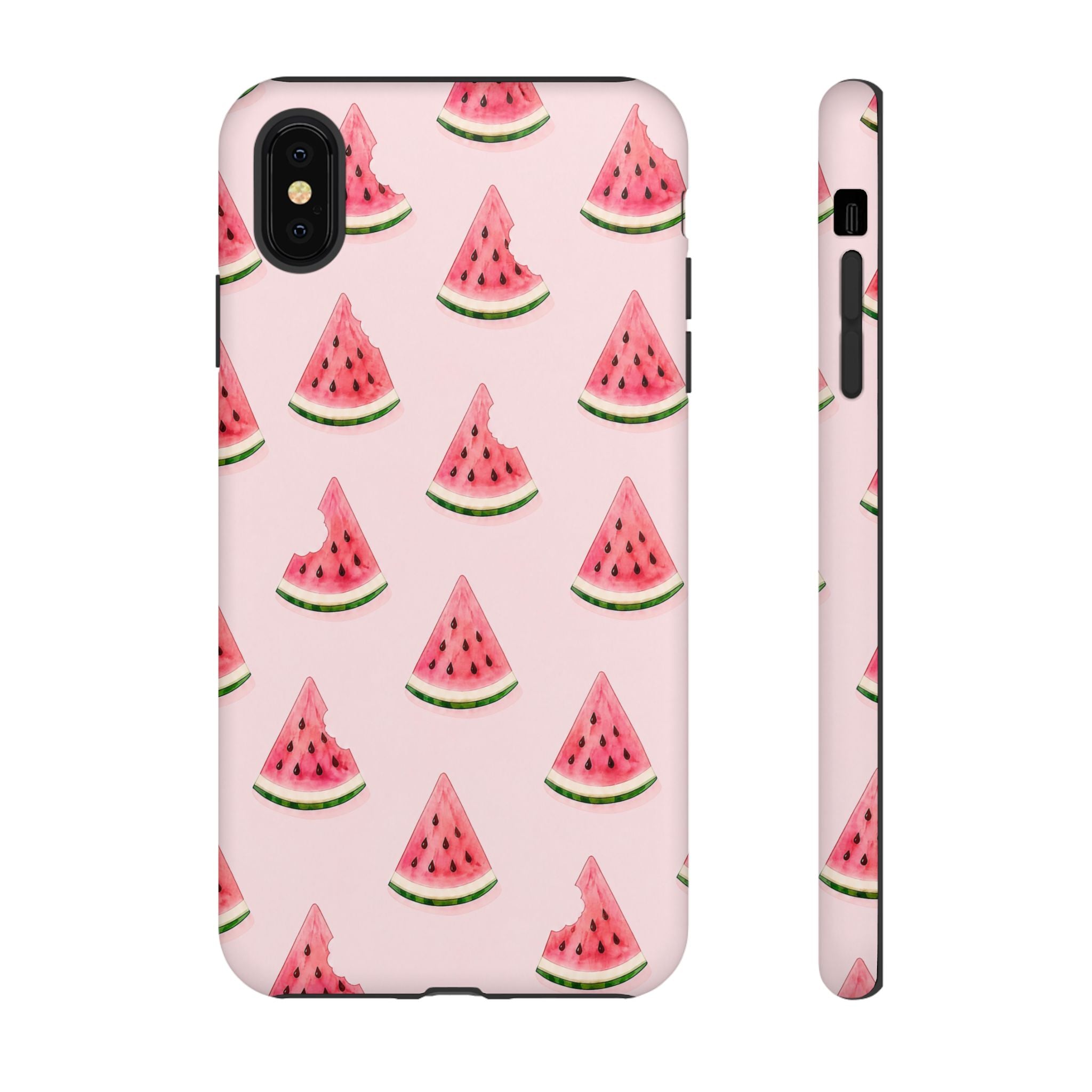 Watermelon Pattern Tough Phone Case — Pink Fruit Slice Protective Case