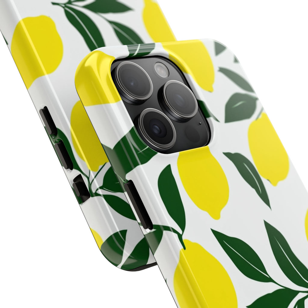 Lemon Pattern Tough Phone Case — Bright Citrus Protective Phone Cover