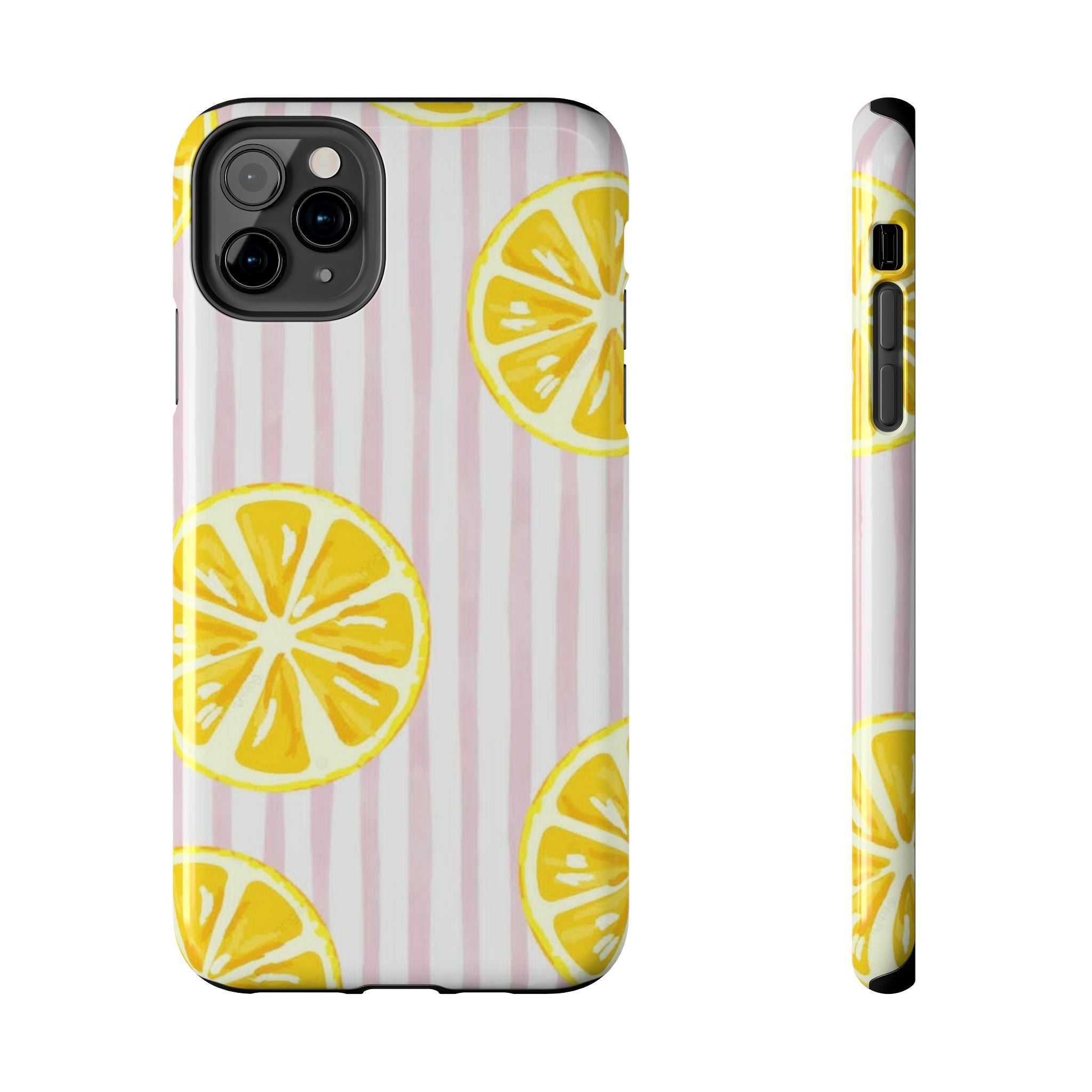 Lemon Slice Tough Phone Case — Pink Stripe Summer Protective Cover