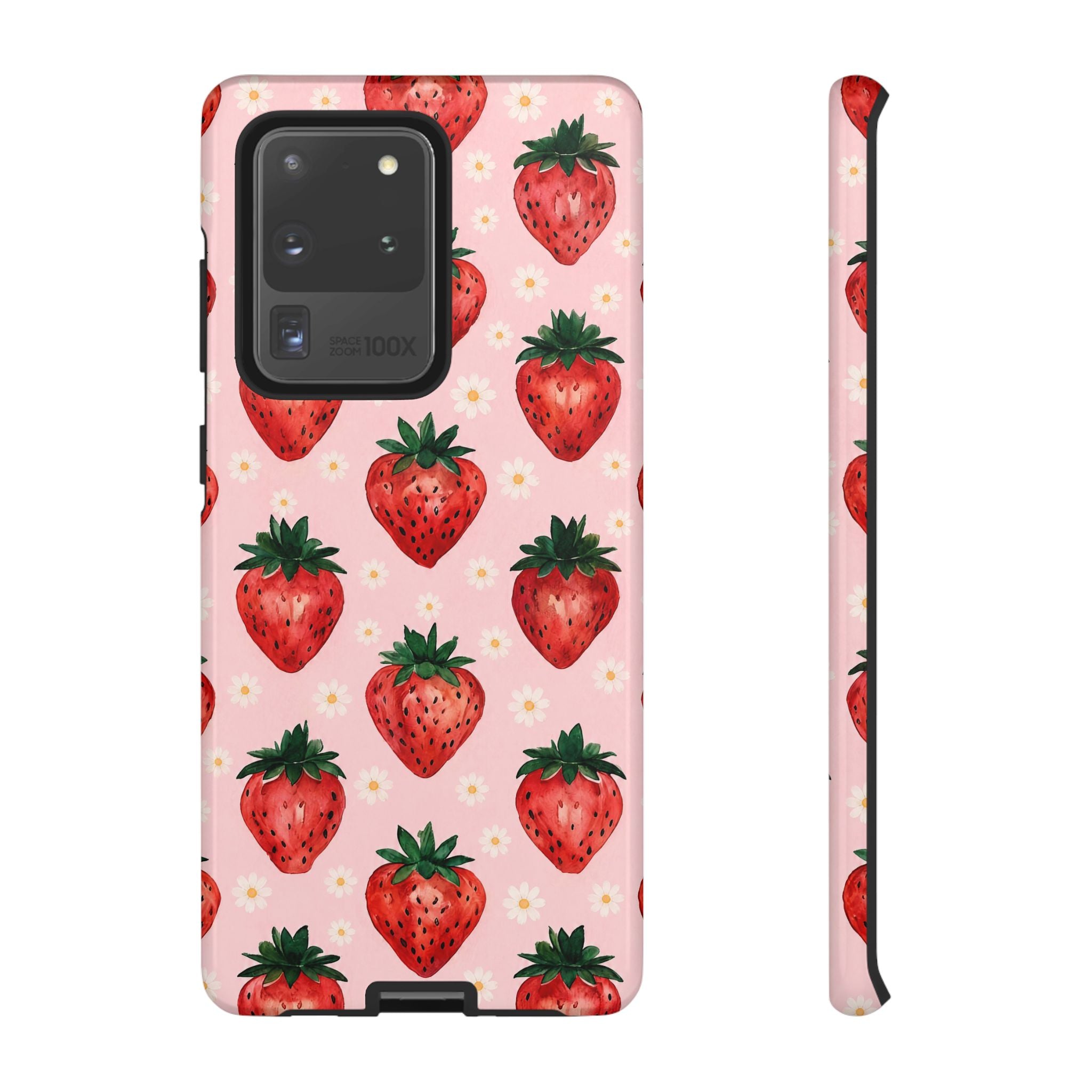 Strawberry Pattern Tough Case — Cute Pink Fruit Phone Case