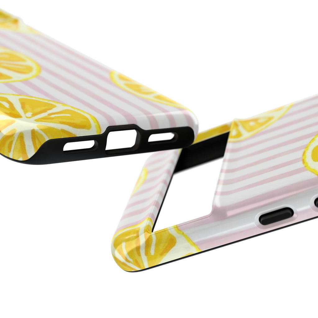 Lemon Slices Tough Case — Cute Pink Stripe Phone Cover