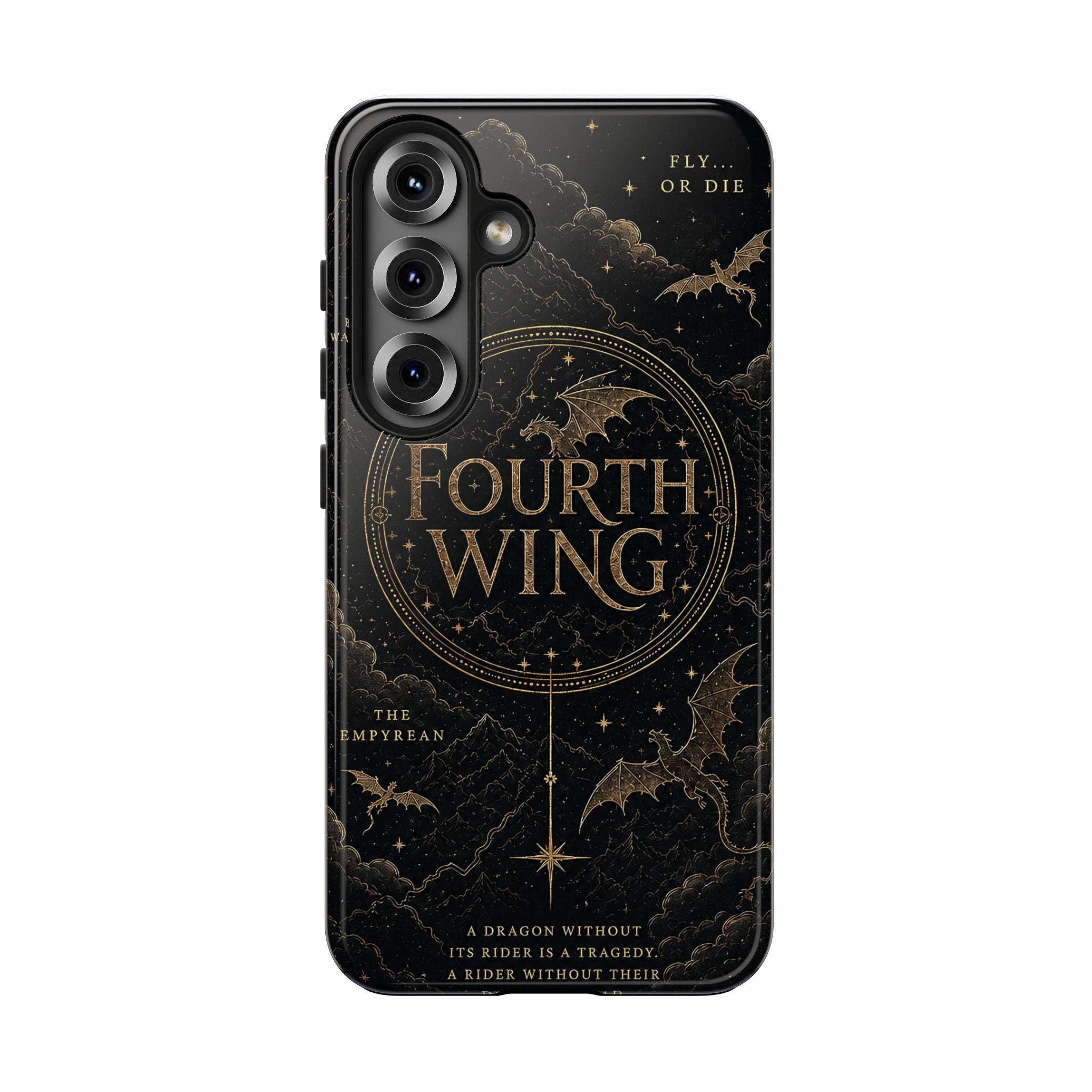 Fourth Wing Tough Phone Case — Dark Fantasy Dragon Design, 'Fly or Die' Quote