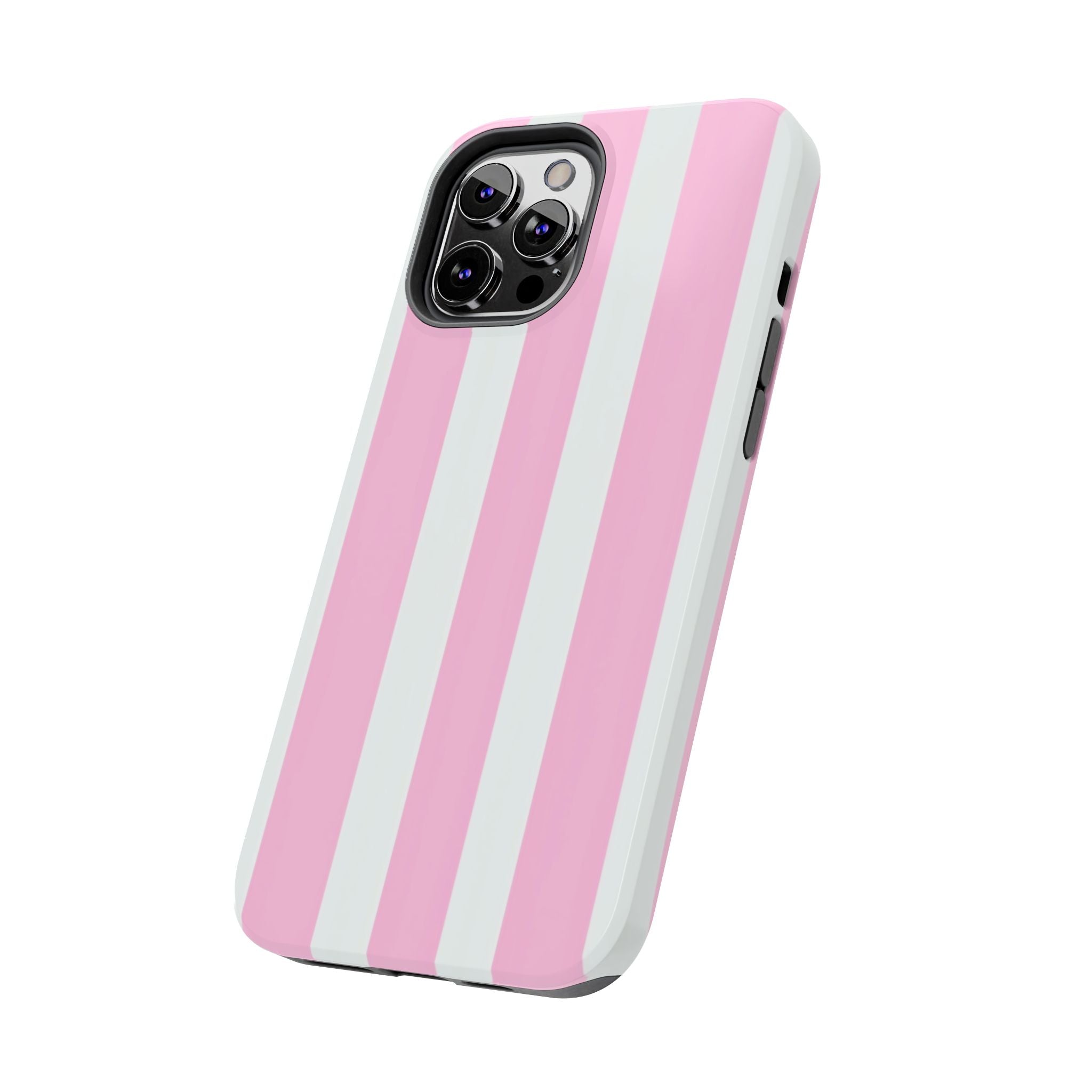 Pink & White Stripe Tough Phone Case — Protective Stripe iPhone Cover
