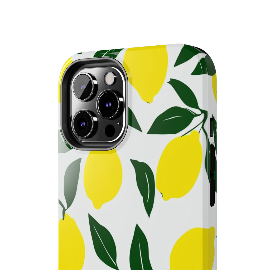 Lemon Pattern Tough Phone Case — Bright Citrus Protective Phone Cover