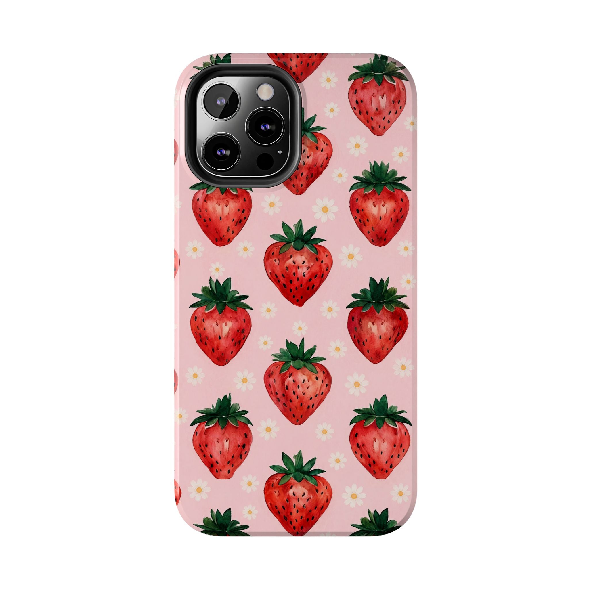 Strawberry Pattern Tough Phone Case — Cute Pink Fruit iPhone/Android Protection