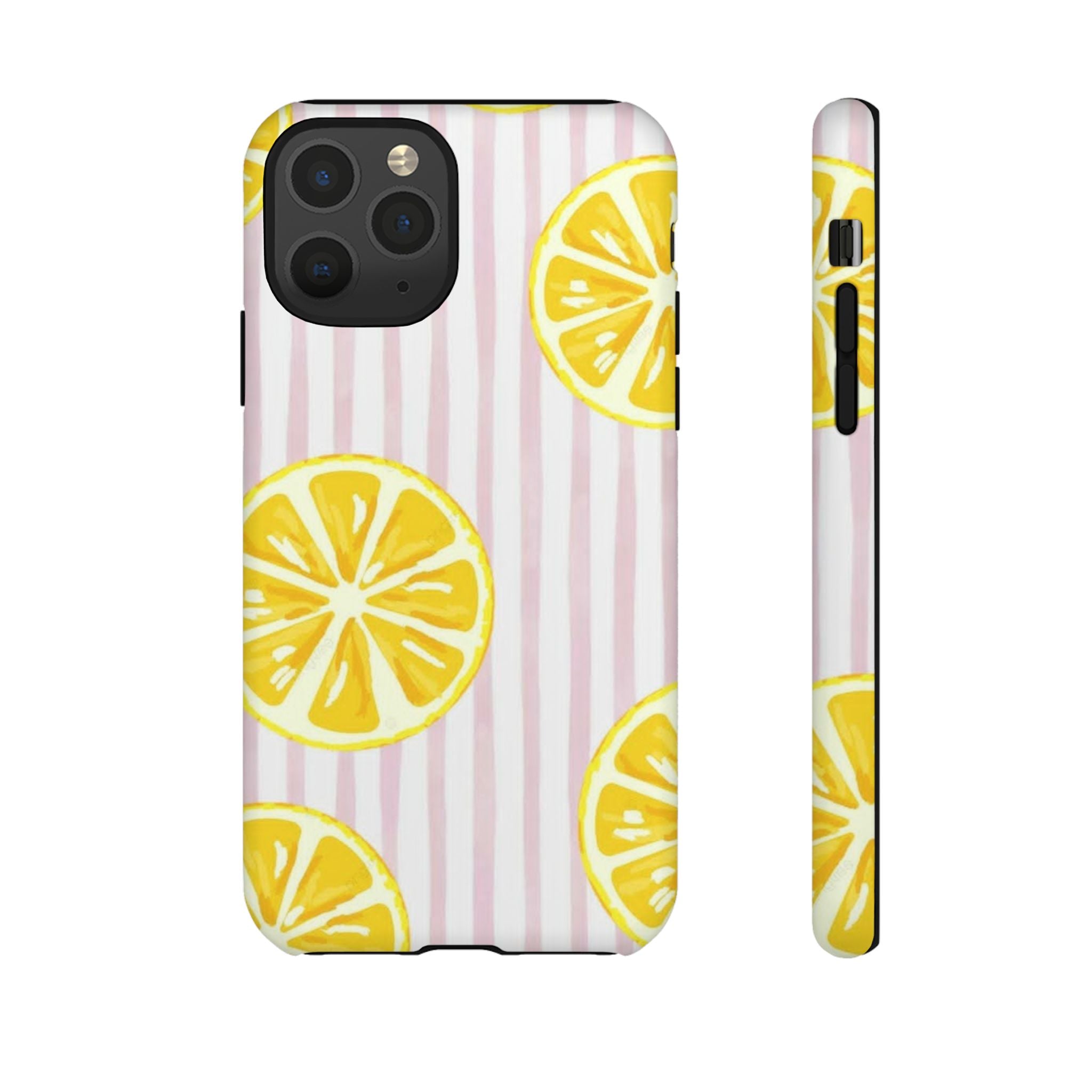 Lemon Slices Tough Case — Cute Pink Stripe Phone Cover