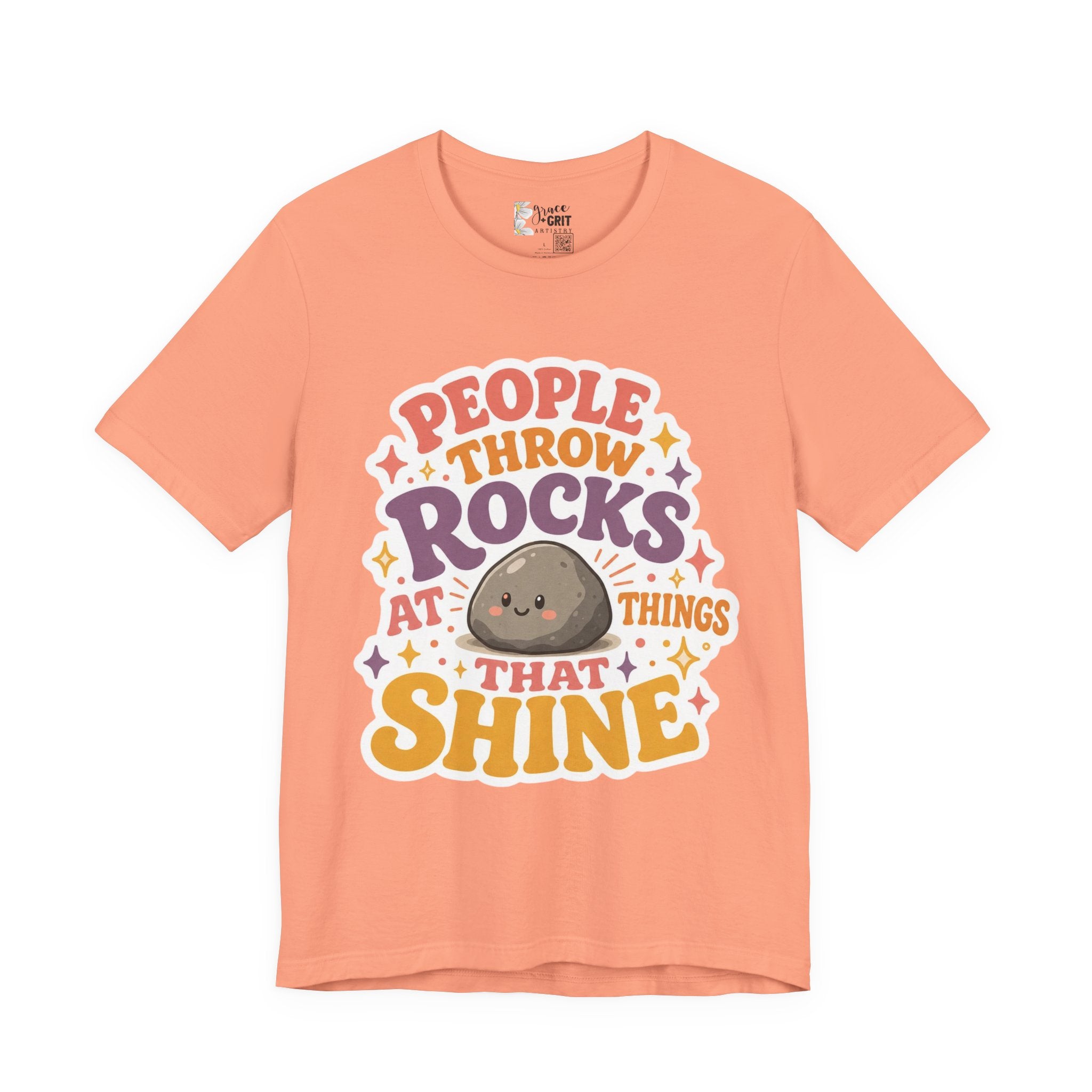 People Throw Rocks at Things That Shine T-Shirt | Cute Rock Illustration