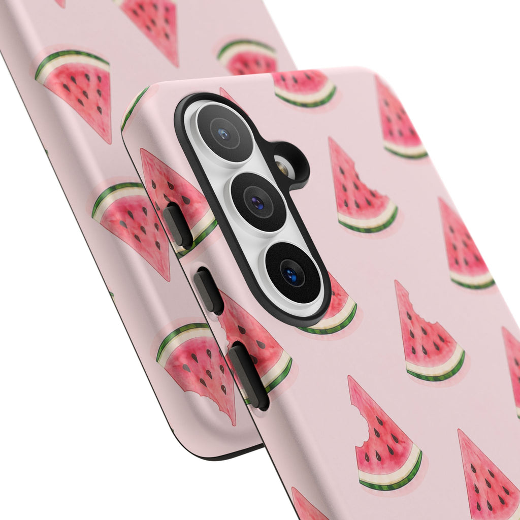 Watermelon Pattern Tough Phone Case — Pink Fruit Slice Protective Case