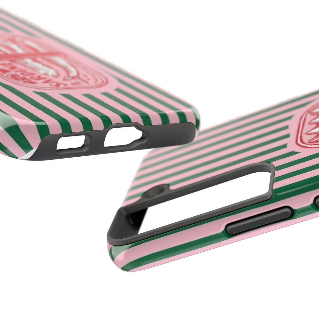 Sardine Stripes Tough Phone Case — Retro Pink & Green Protective Phone Cover