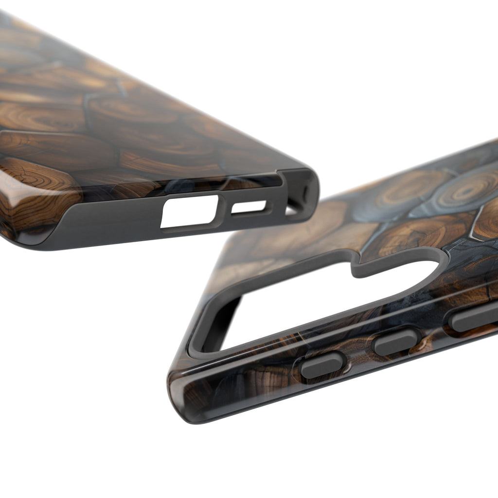 Wood Grain Hex Phone Case — Rustic Geometric iPhone Protection