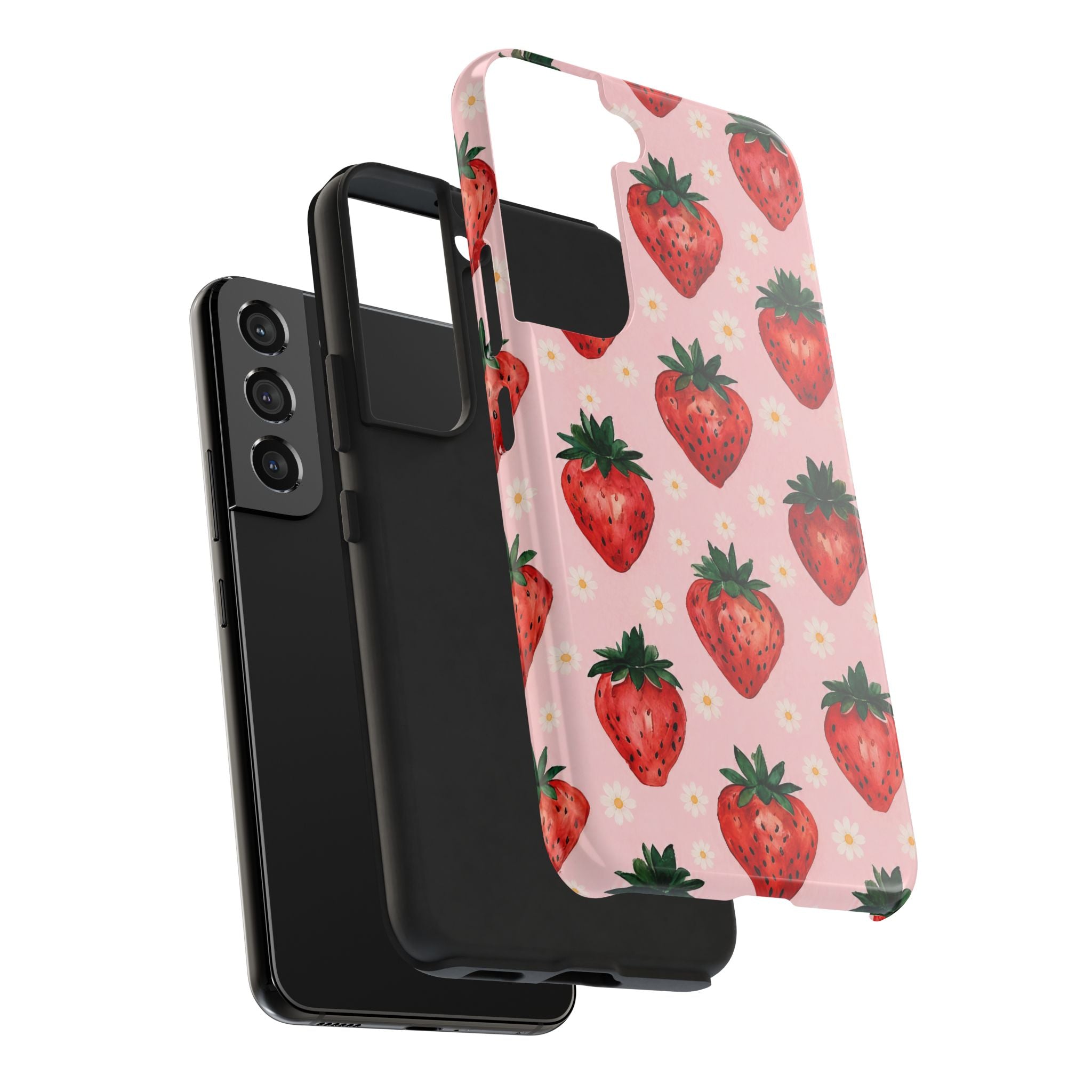 Strawberry Pattern Tough Phone Case — Cute Pink Fruit iPhone/Android Protection