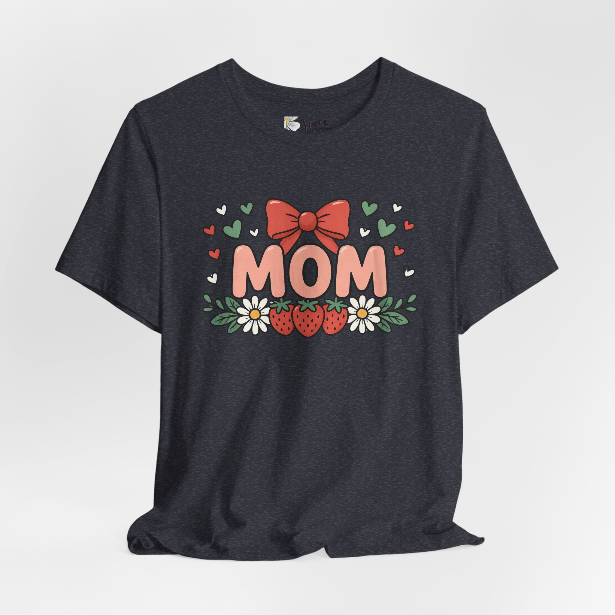 Mom Floral Bow T‑Shirt — Cute Strawberry & Daisy Mother's Day Tee