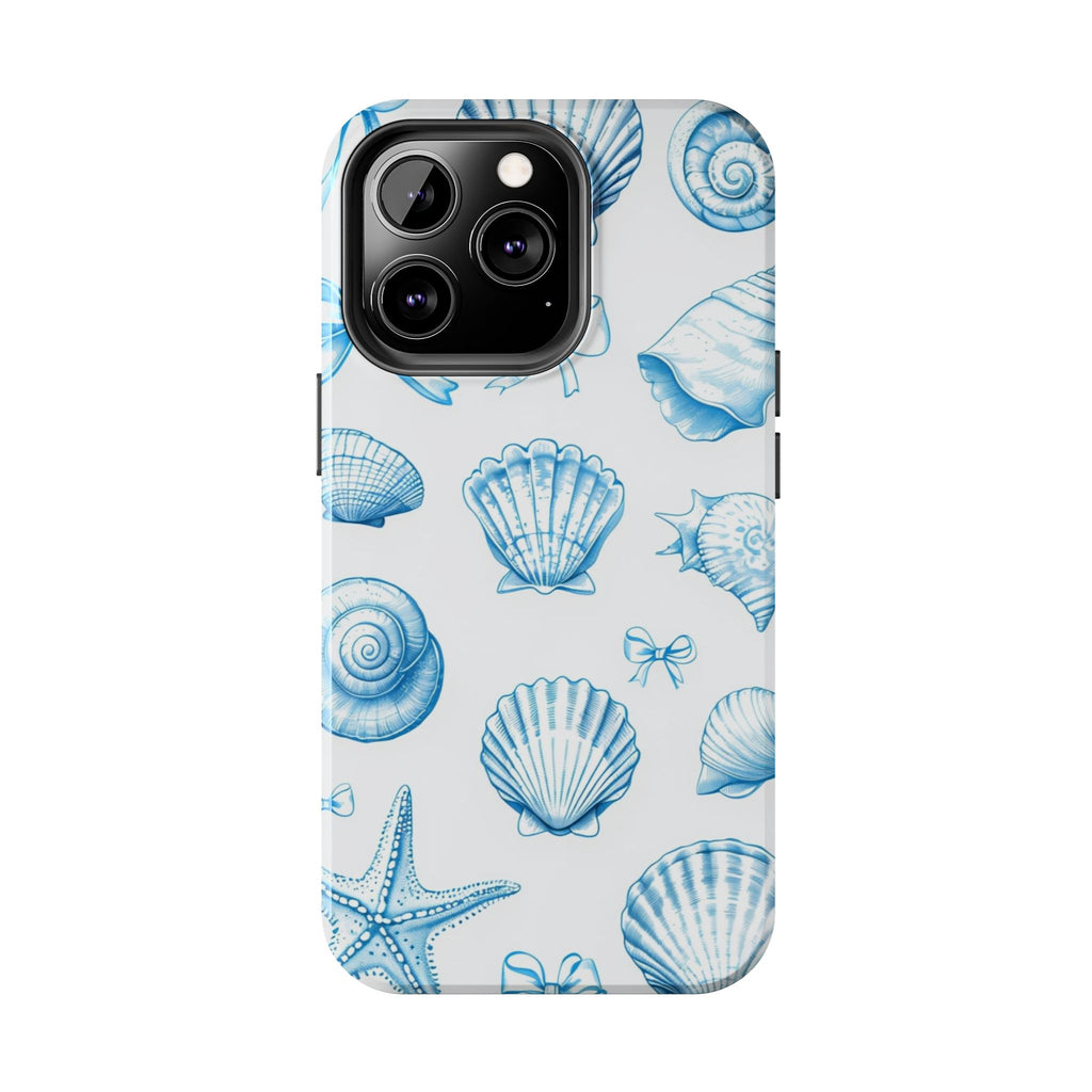 Seashell Blue Tough Phone Case – Coastal Shell Pattern Protective Cover