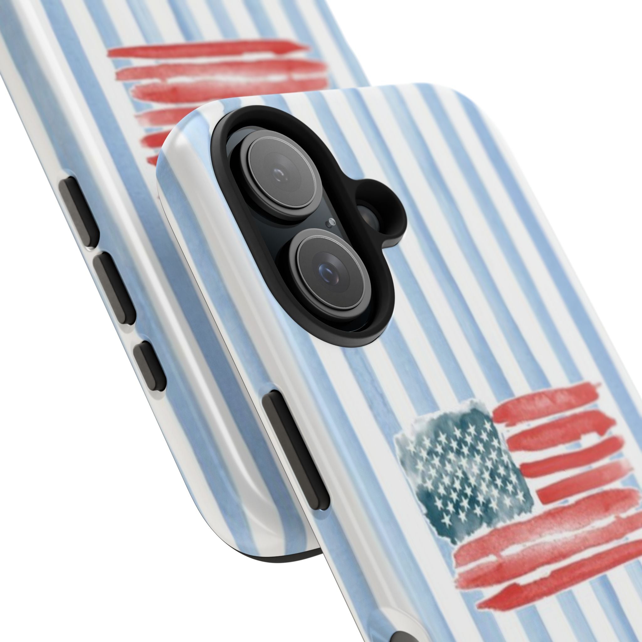 American Flag Watercolor Tough Phone Case — Blue Striped Patriotic Phone Case