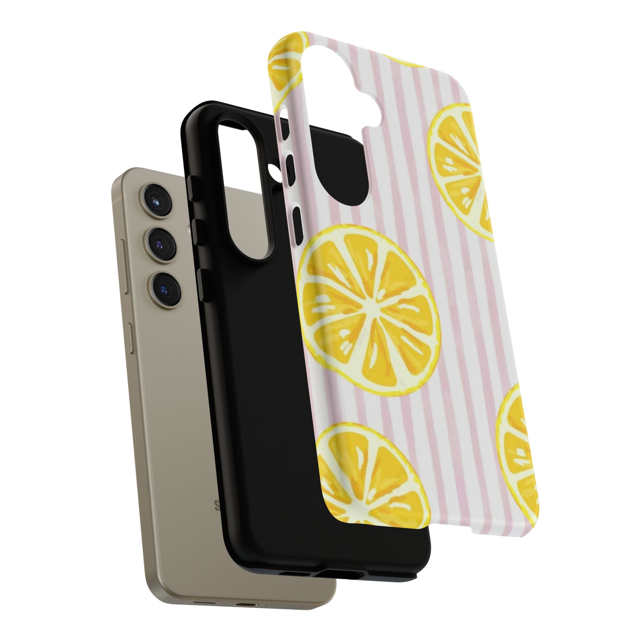 Lemon Slices Tough Case — Cute Pink Stripe Phone Cover