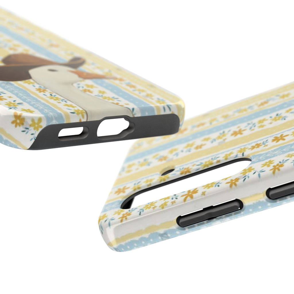 Cowboy Goose Tough Phone Case — Cute Farm Animal iPhone Case with Floral Stripes