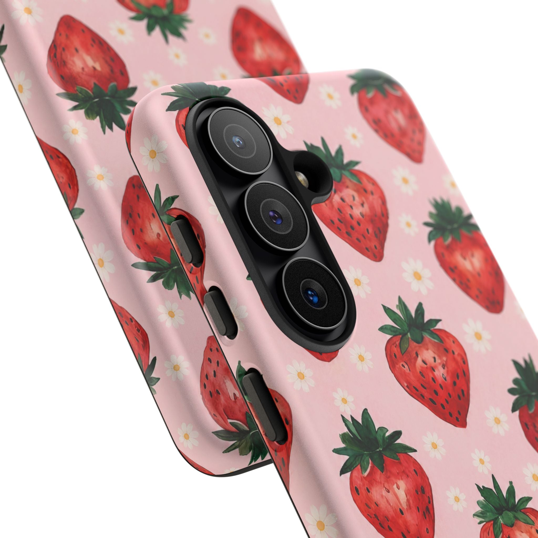 Strawberry Pattern Tough Case — Cute Pink Fruit Phone Case
