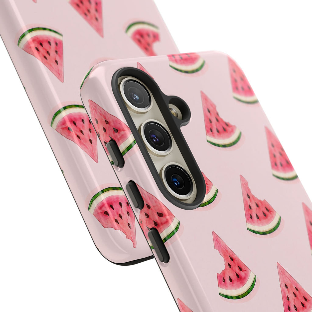 Watermelon Pattern Tough Phone Case — Pink Fruit Slice Protective Case
