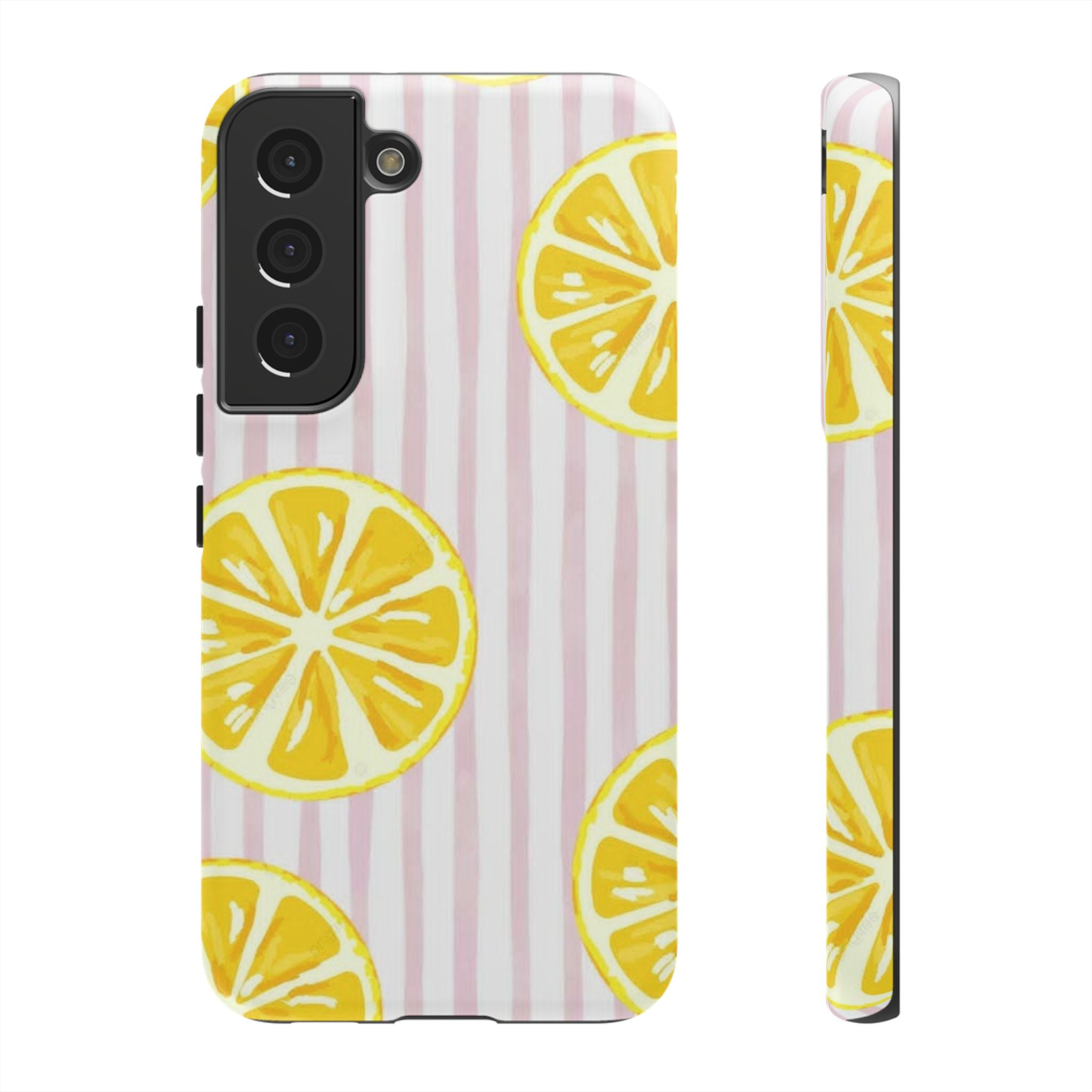 Lemon Slices Tough Case — Cute Pink Stripe Phone Cover
