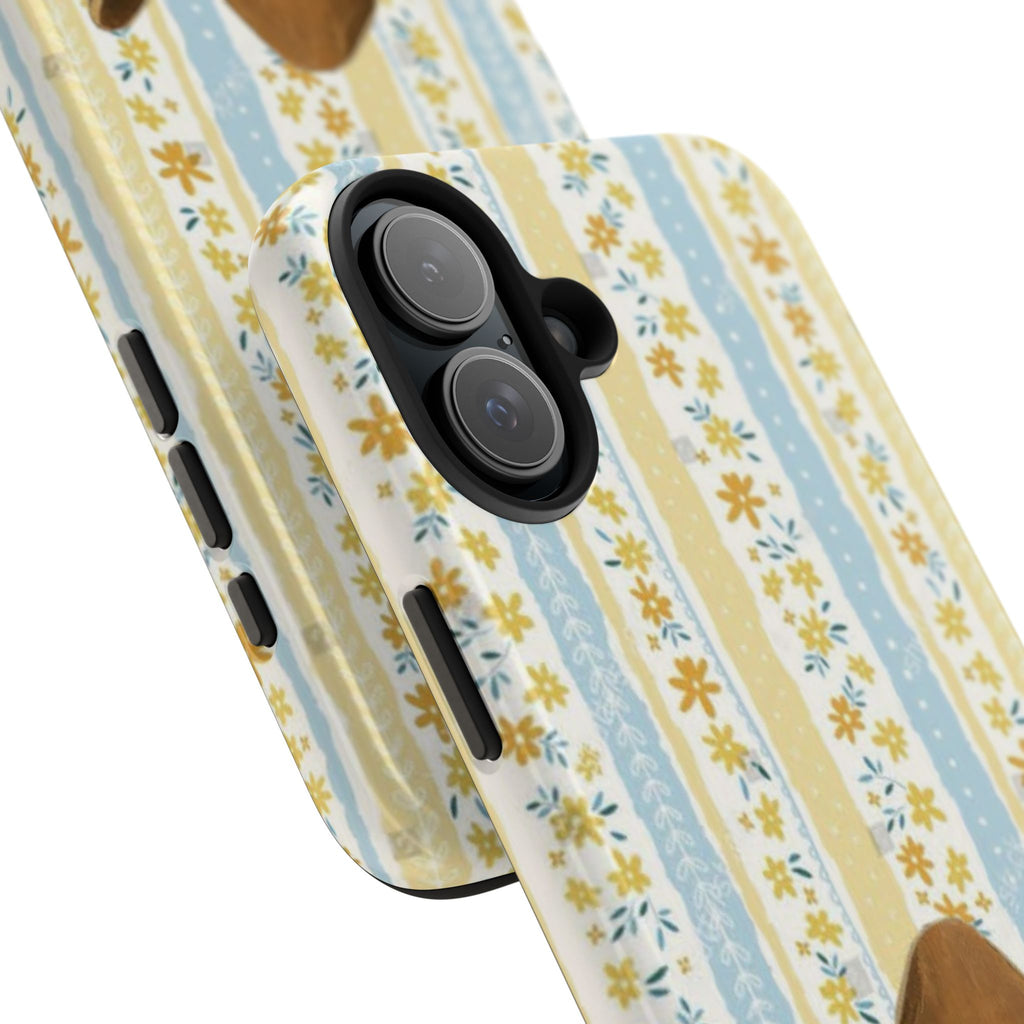 Cowboy Goose Tough Phone Case — Cute Farm Animal iPhone Case with Floral Stripes