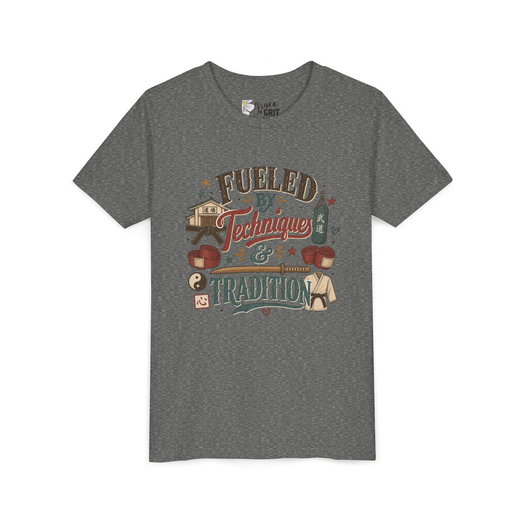 Fueled by Techniques & Tradition Youth Tee | Martial Arts Karate Graphic Shirt