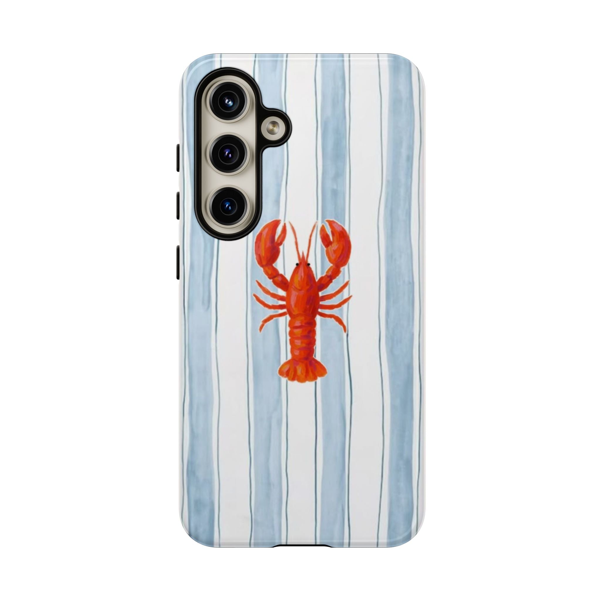 Lobster Stripe Phone Case — Nautical Blue & White Protective Cover