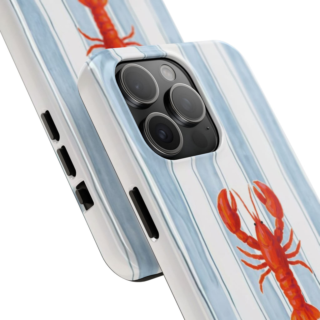 Lobster Stripe Tough Phone Case — Coastal Nautical Protective Cover