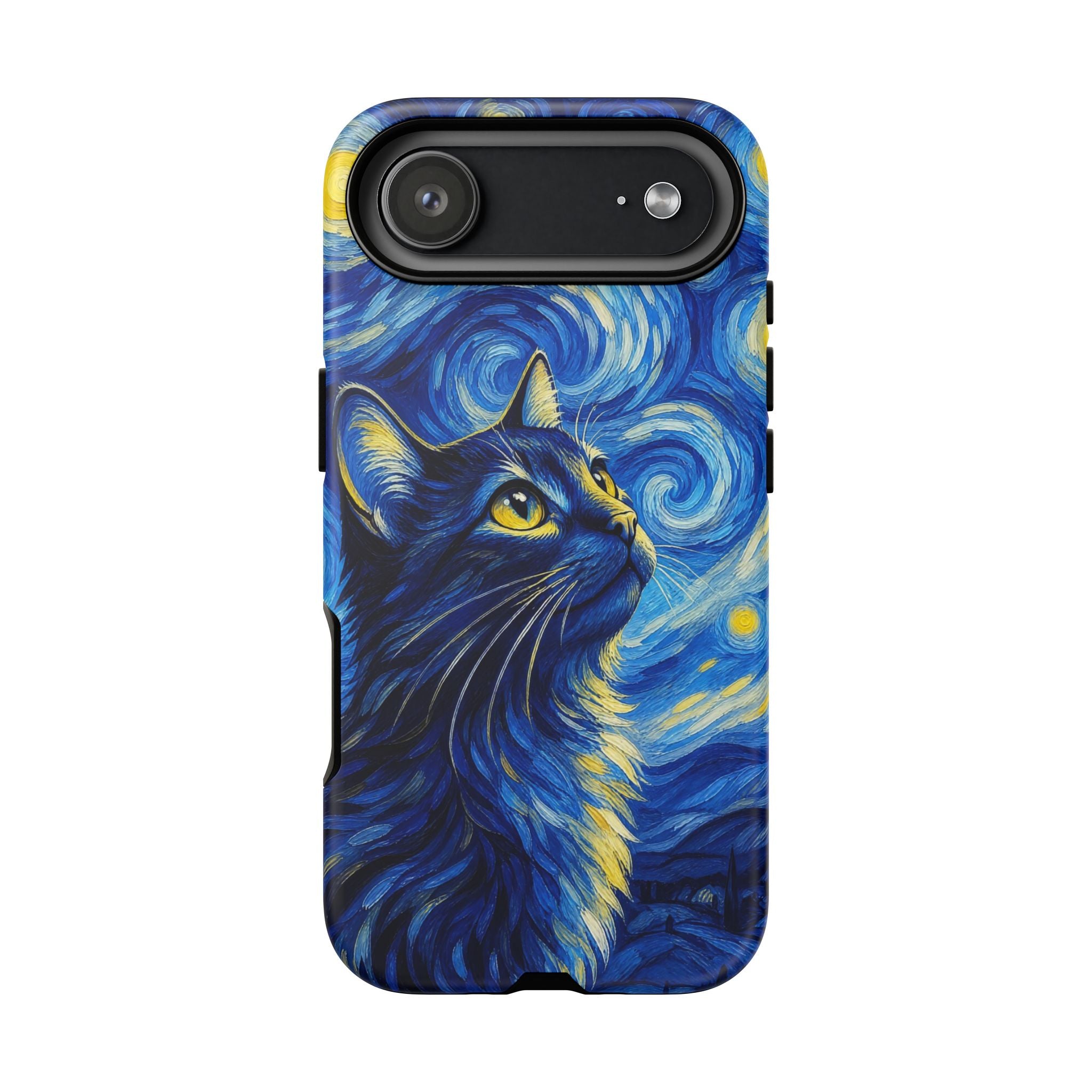 Starry Night Cat Phone Case — Van GoghStyle Blue Galaxy iPhone Cover