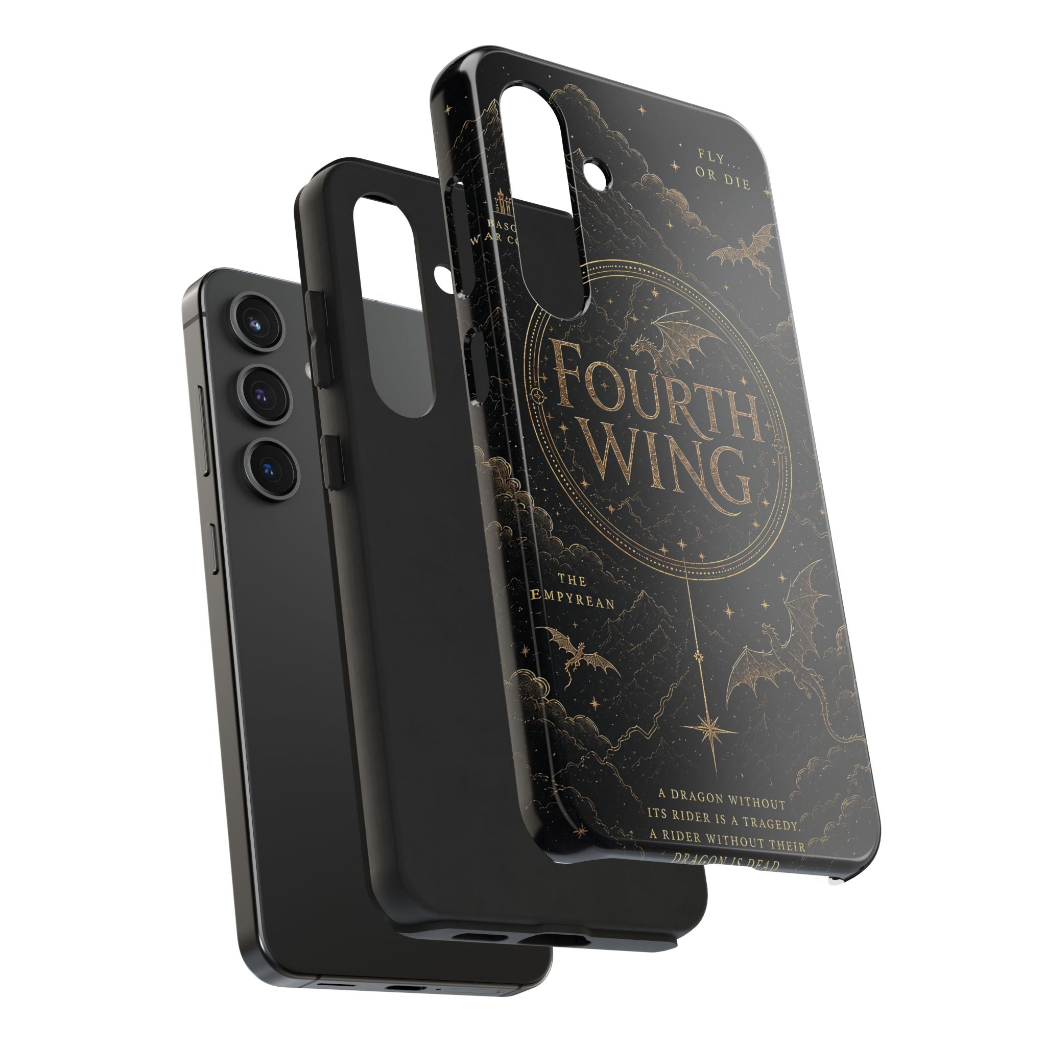 Fourth Wing Tough Phone Case — Dark Fantasy Dragon Design, 'Fly or Die' Quote
