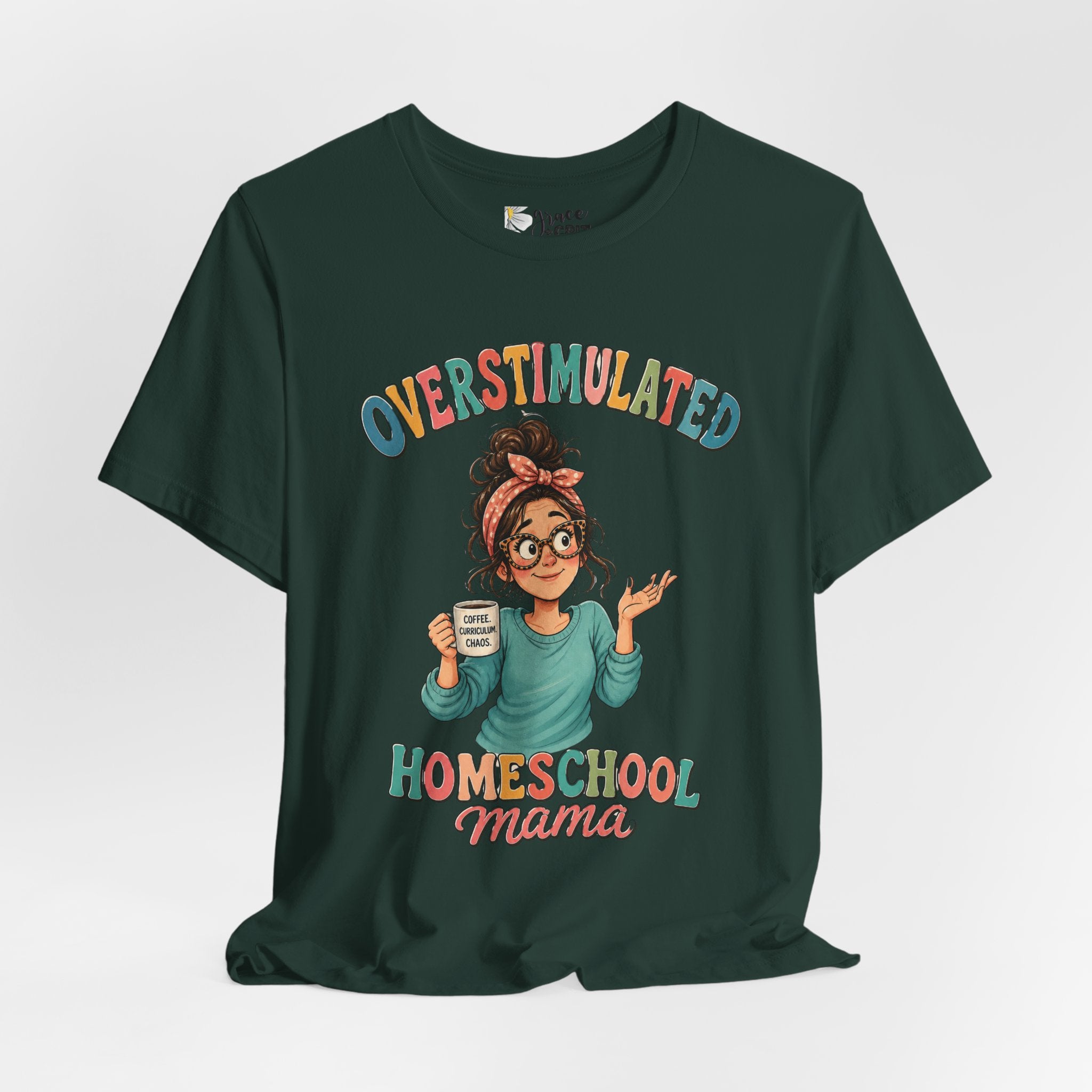 Homeschool Mama T-Shirt – “Overstimulated” Cute Mom Graphic Tee