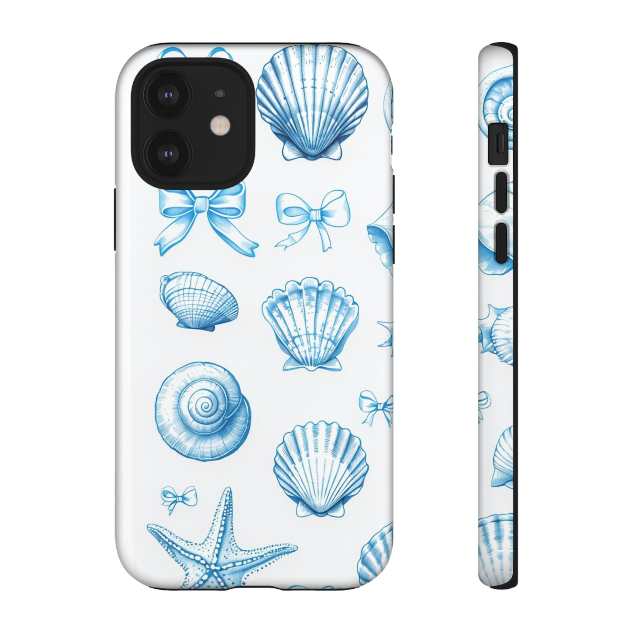 Seaside Shells Phone Case — Blue Nautical Shell & Starfish Pattern