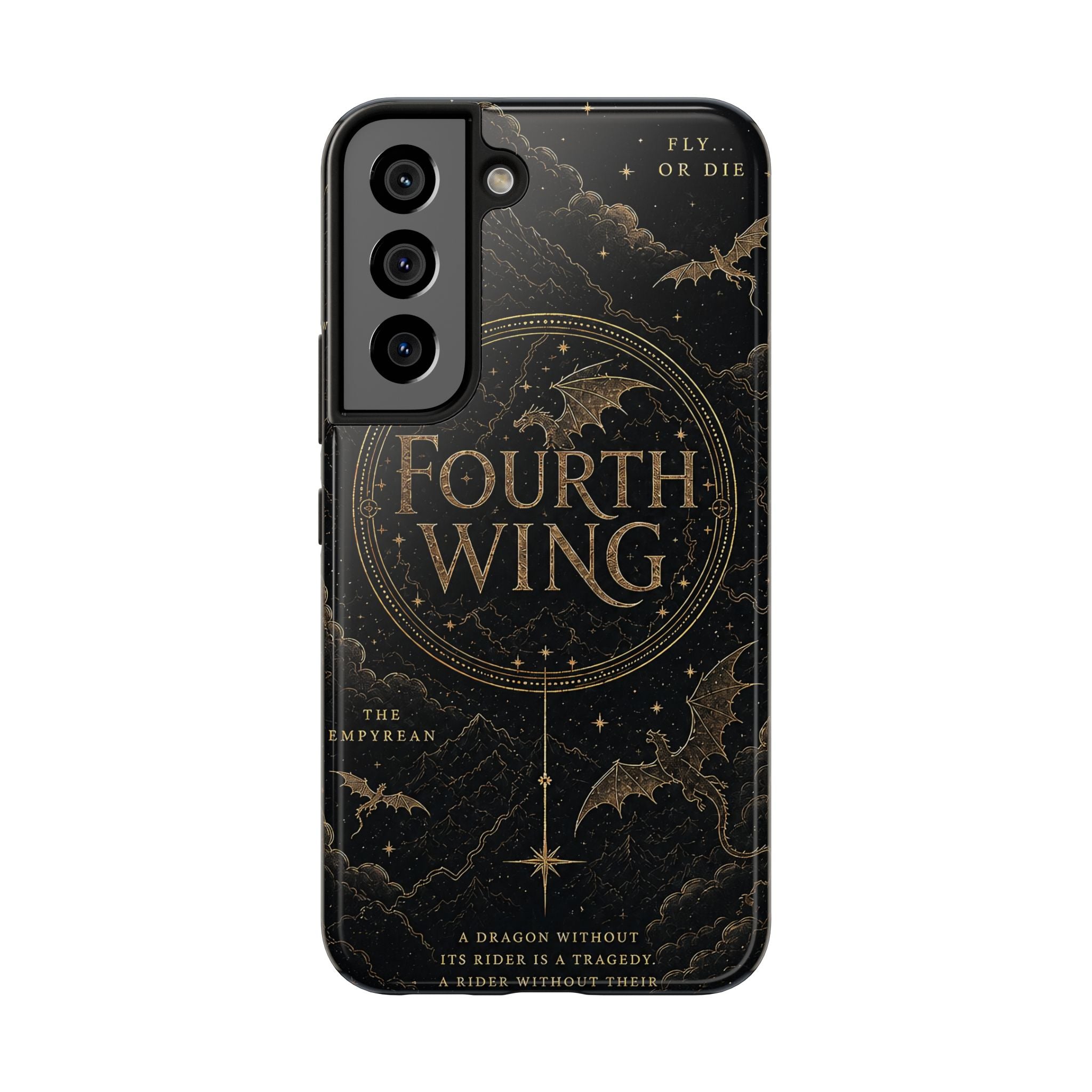 Fourth Wing Tough Phone Case — Dark Fantasy Dragon Design, 'Fly or Die' Quote