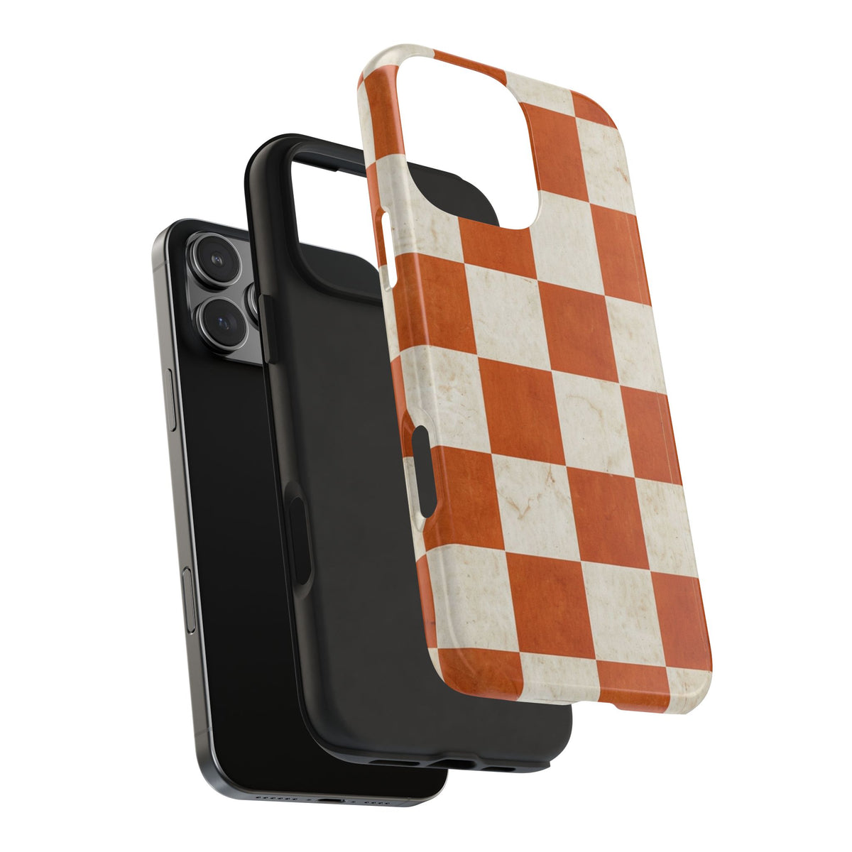 Orange and Cream Checkerboard Tough Phone Case