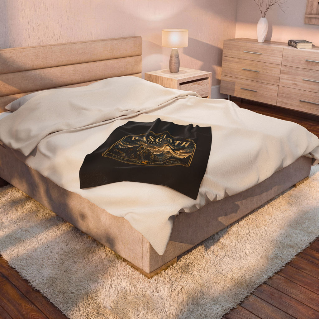 Basgiath National Park Velveteen Plush Blanket — Fantasy Castle & Dragon Scenic Throw
