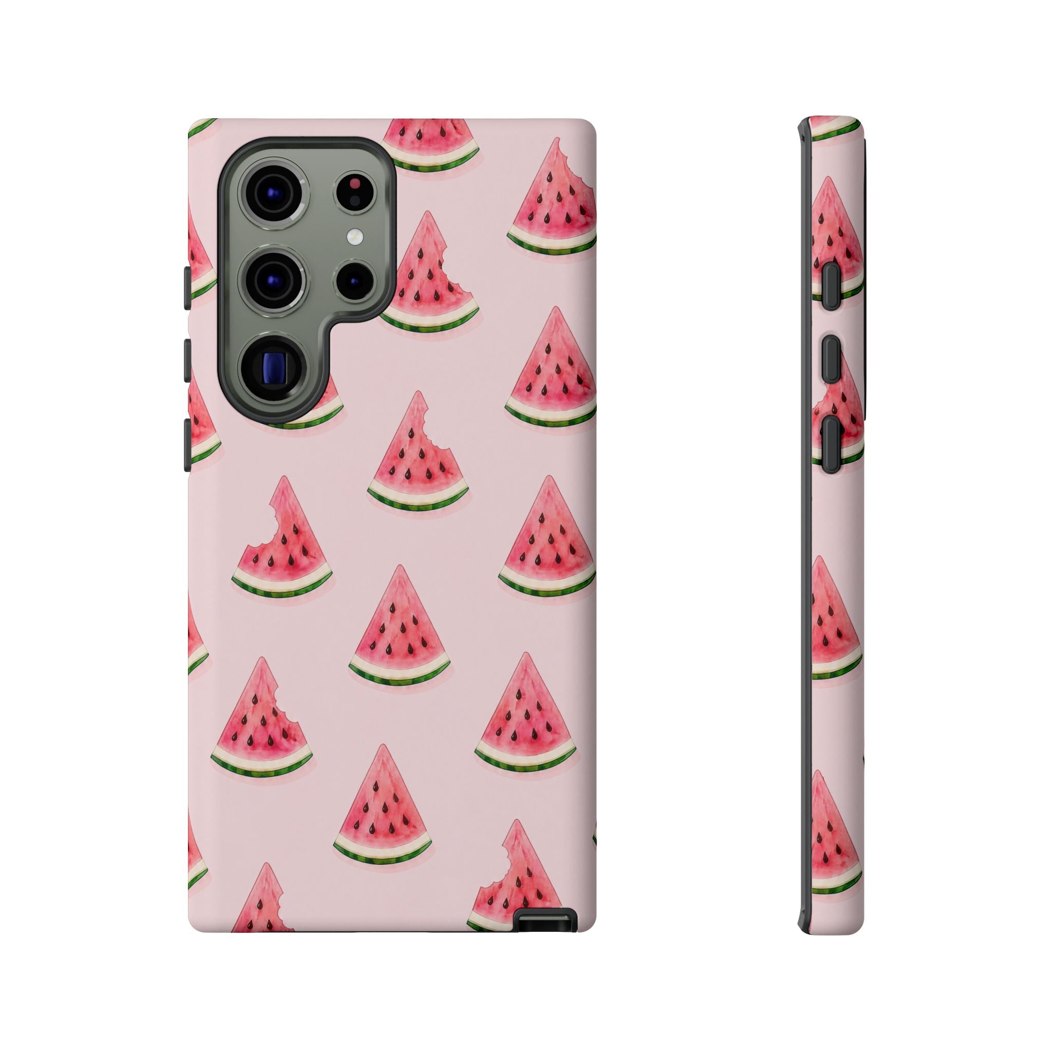 Watermelon Pattern Tough Phone Case — Pink Fruit Slice Protective Case