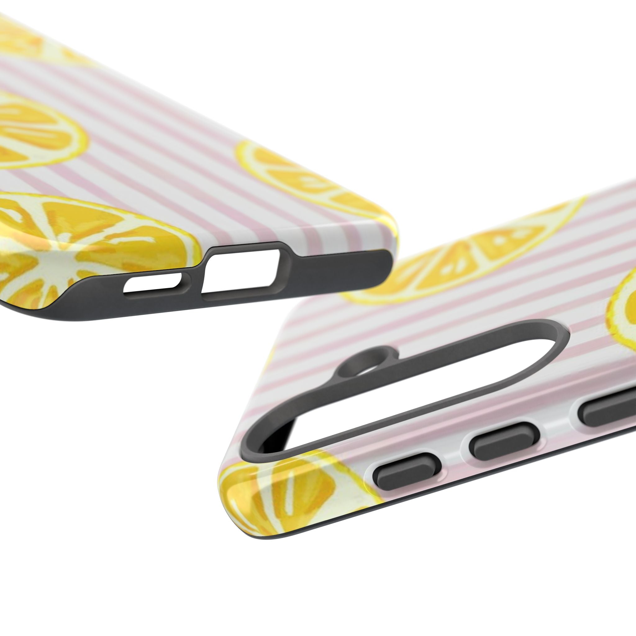 Lemon Slices Tough Case — Cute Pink Stripe Phone Cover