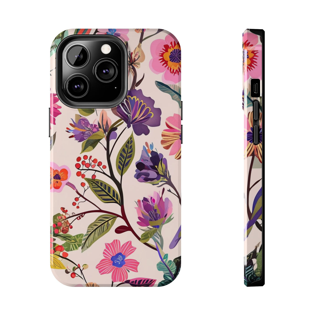 Floral Tough Phone Case – Colorful Botanical Flower Design