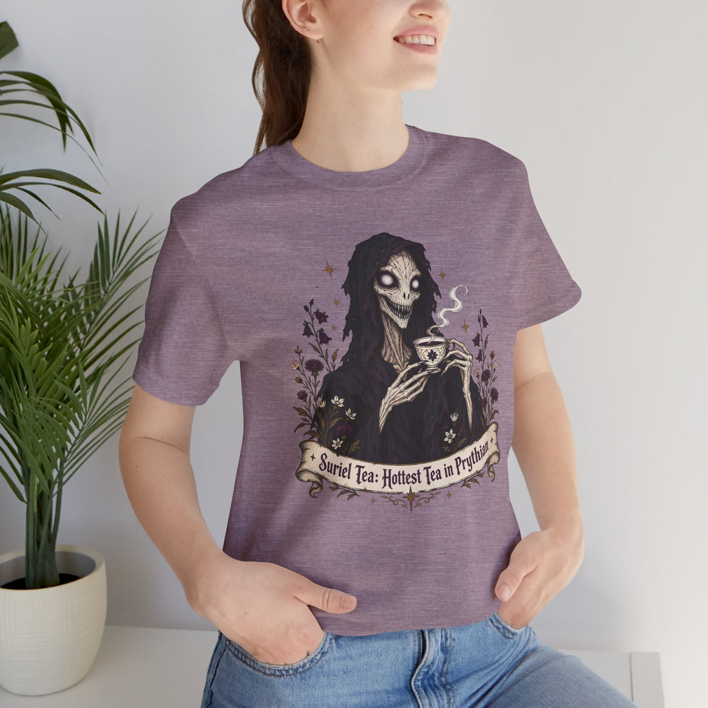 Gothic Reaper Tea T-Shirt — "Sorrel Tea: Hottest Tea in Purgatorium" Graphic Tee