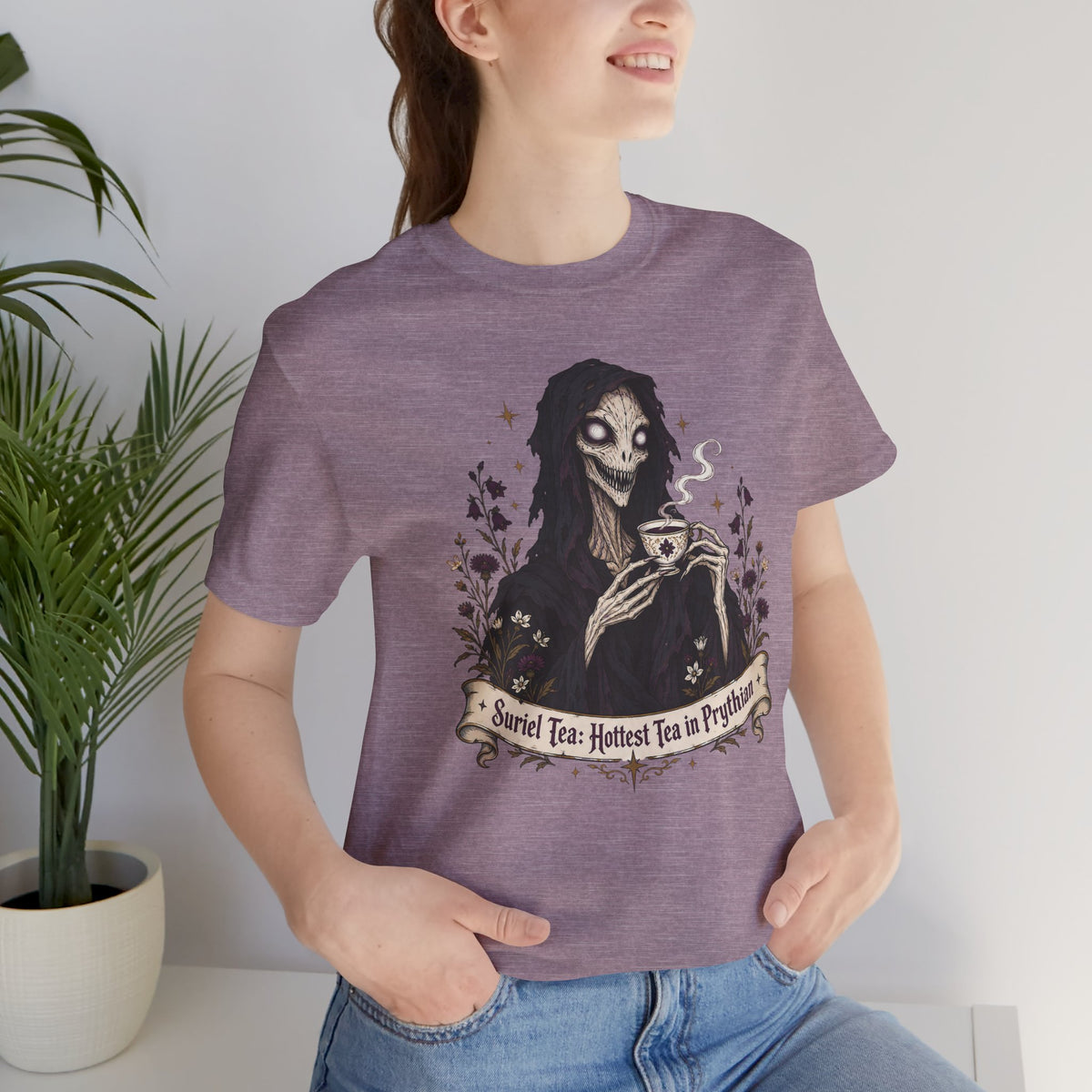 Gothic Reaper Tea T-Shirt — "Sorrel Tea: Hottest Tea in Purgatorium" Graphic Tee